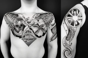 ship flying across the world tattoo idea