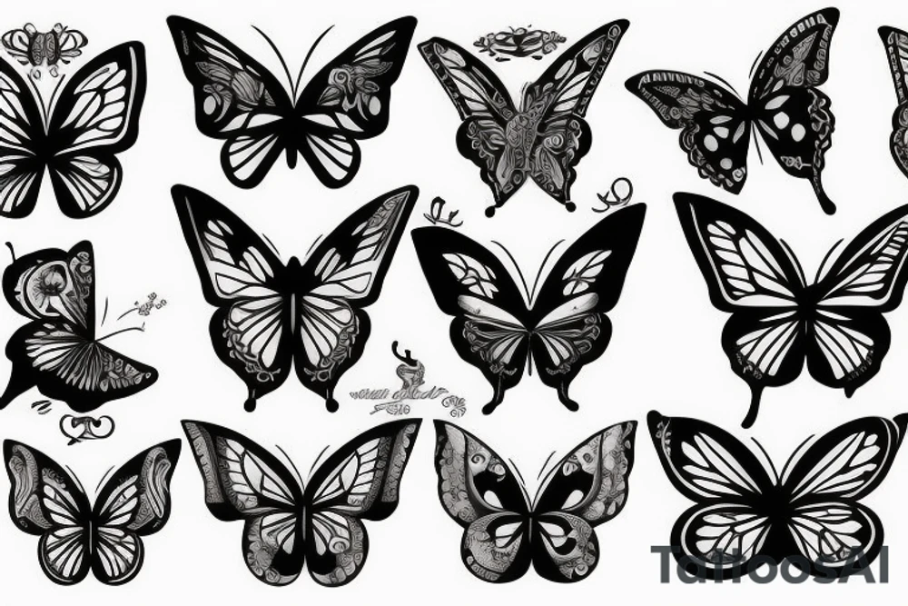 black butterfly under rose tattoo idea