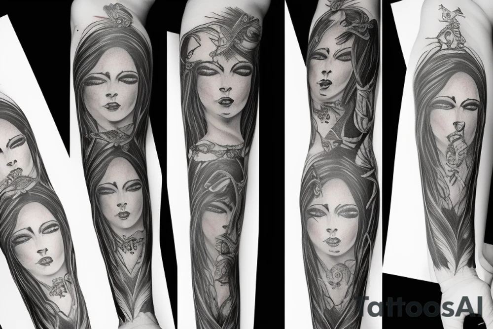 Evil female angel forearm tattoo idea