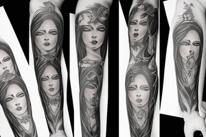 Evil female angel forearm tattoo idea