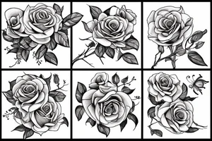 rose flower with butterfly with hour tattoo idea