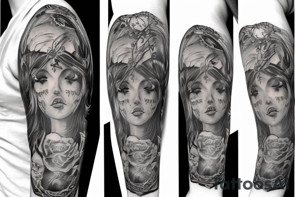 Evil female angel forearm tattoo idea