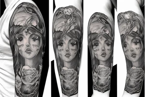 Evil female angel forearm tattoo idea