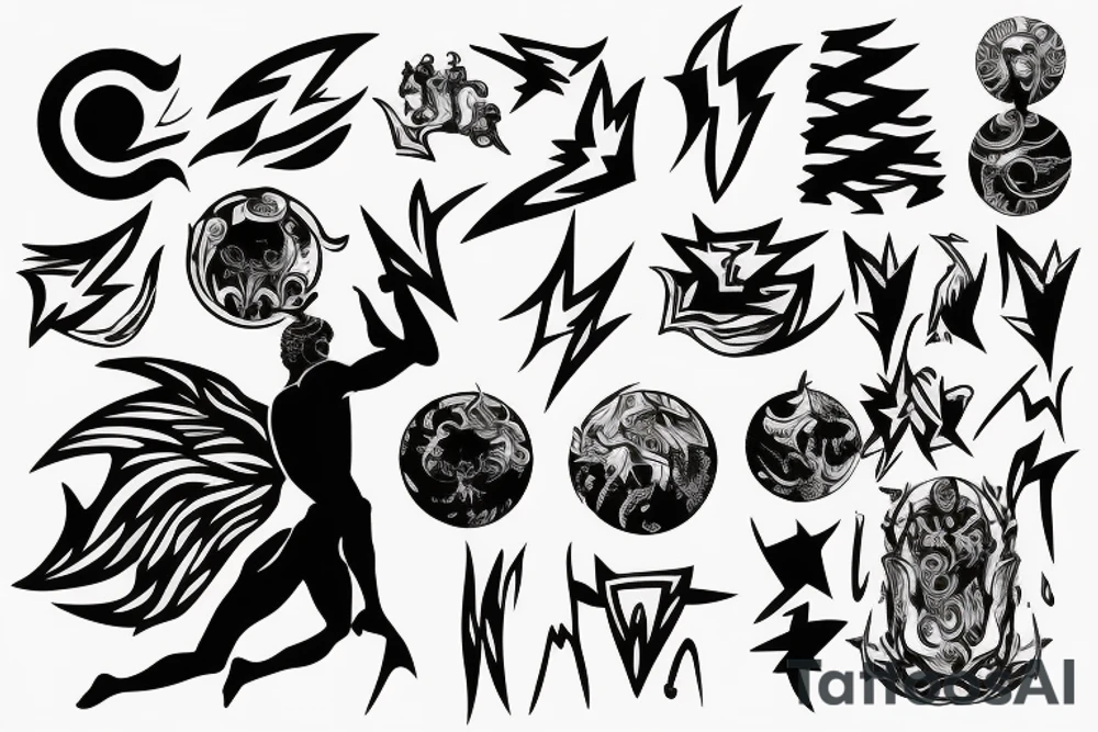greek god surrounded by lightning tattoo idea