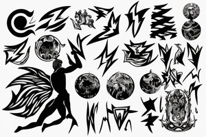 greek god surrounded by lightning tattoo idea