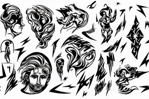 greek god surrounded by lightning tattoo idea