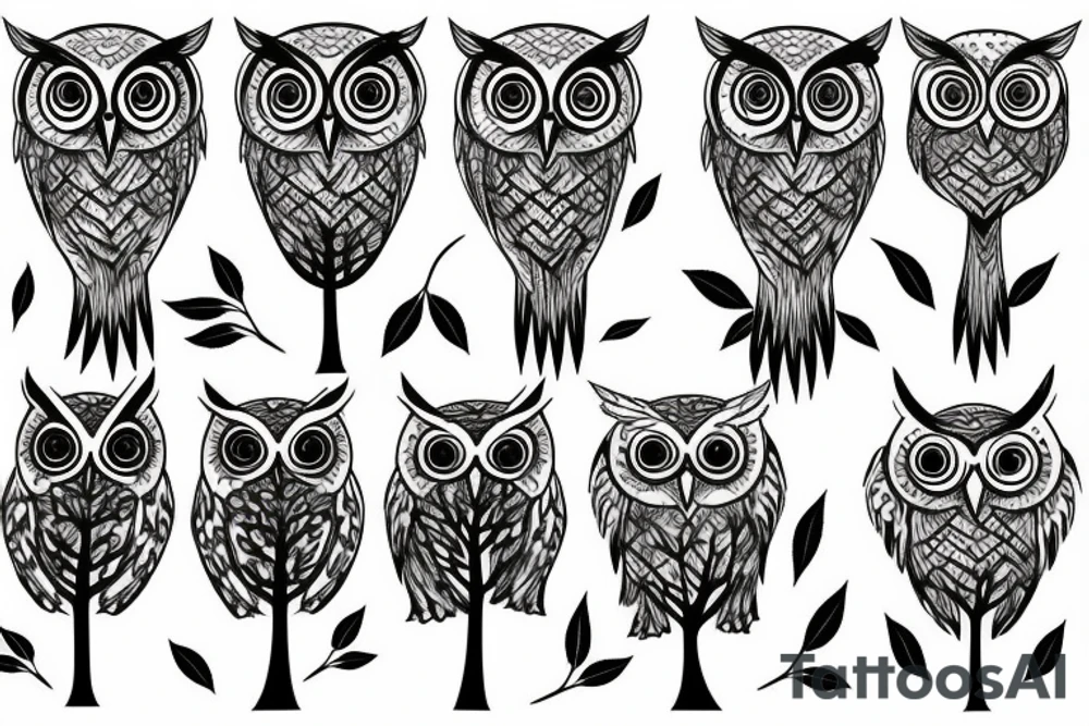 Trees with owl tattoo idea