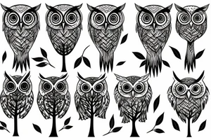 Trees with owl tattoo idea