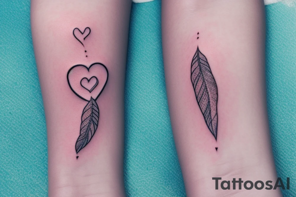 A and C initial with a heartbeat line and a small feather and a small love heart and 1998 tattoo idea