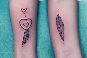 A and C initial with a heartbeat line and a small feather and a small love heart and 1998 tattoo idea