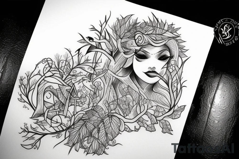 Girl in trees tattoo idea
