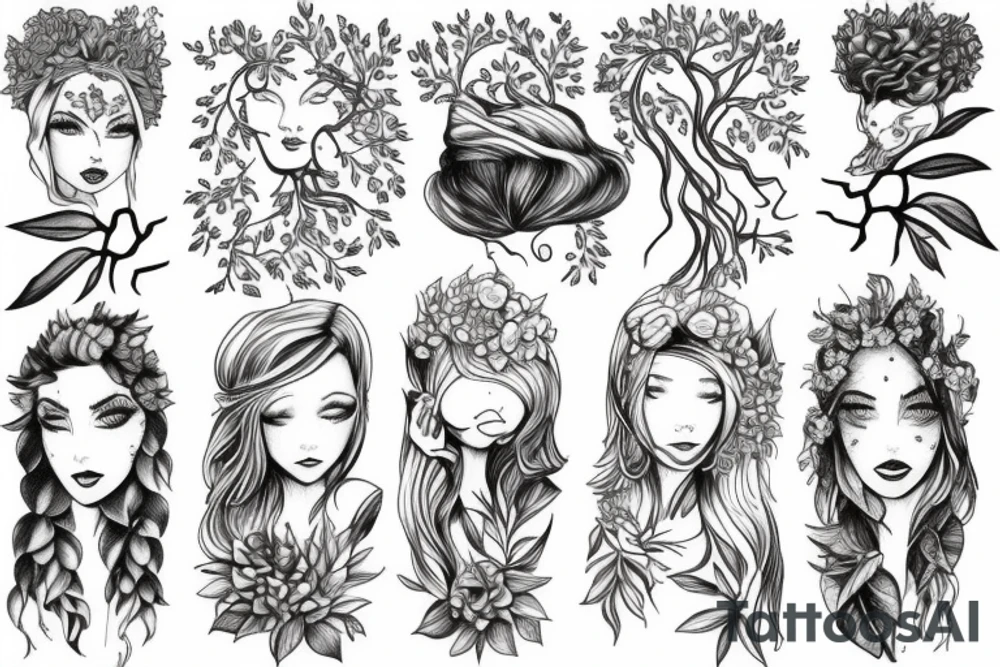 Girl in trees tattoo idea