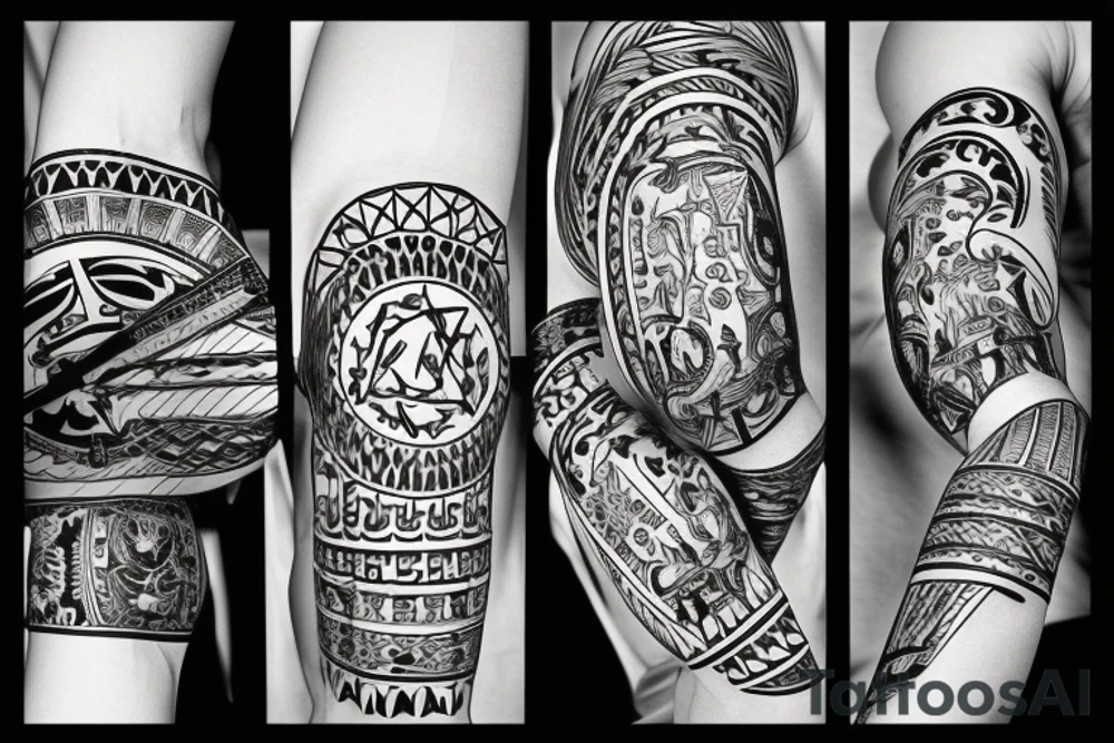 Knight holding a sword with German and English Themes. tattoo idea