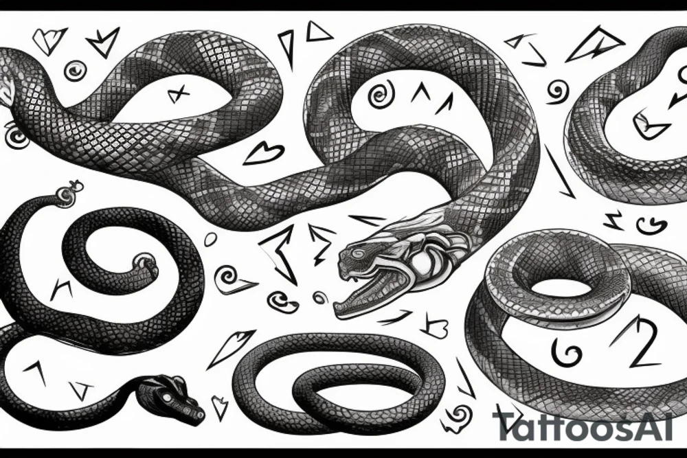 kratos four elementh snake loop tattoo idea