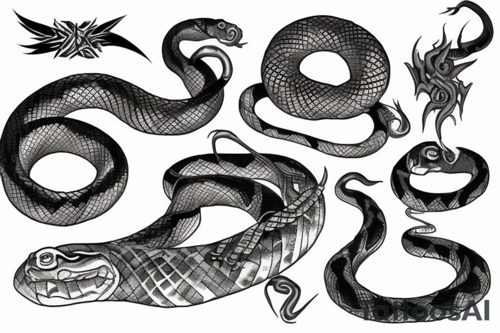 kratos four elementh snake loop tattoo idea