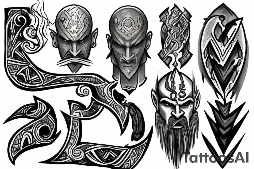 kratos four elementh tattoo idea
