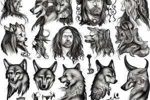 Schwarzer Wolfskopf Wikinger tattoo idea