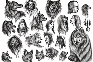 Schwarzer Wolfskopf Wikinger tattoo idea