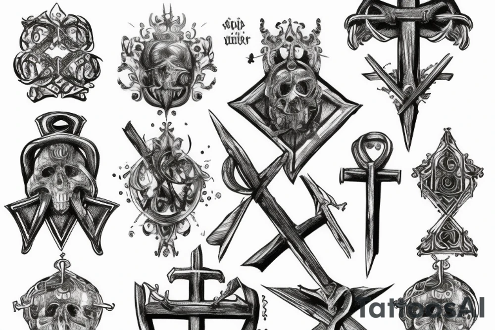 Wikinger Rosenkranz mit Kreuz betende Hände tattoo idea