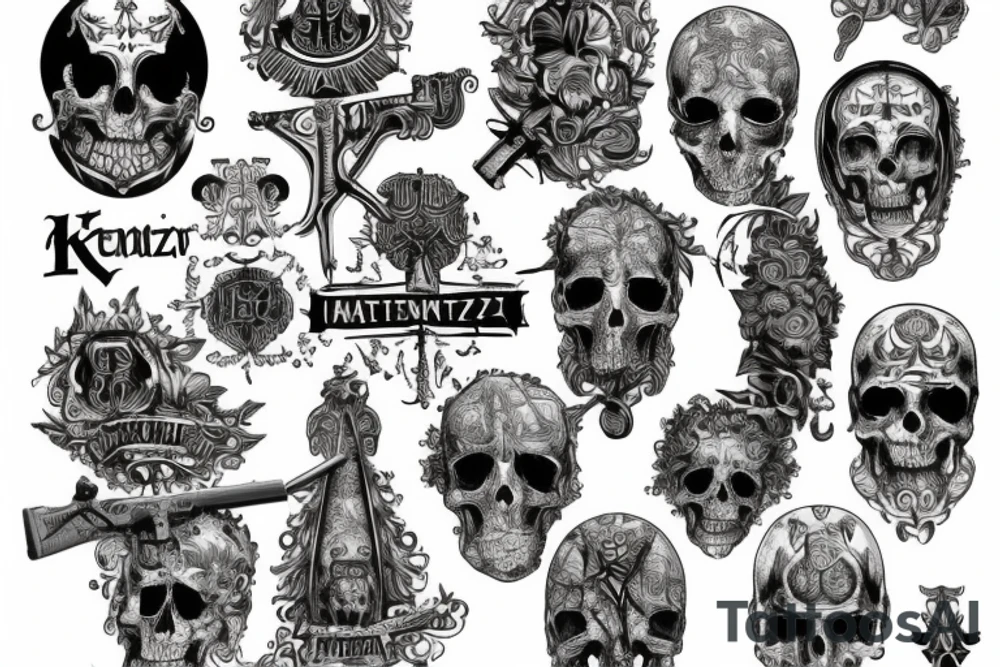 Keltenkreuz betende Hände Schwert Pistole tattoo idea