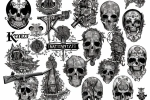 Keltenkreuz betende Hände Schwert Pistole tattoo idea