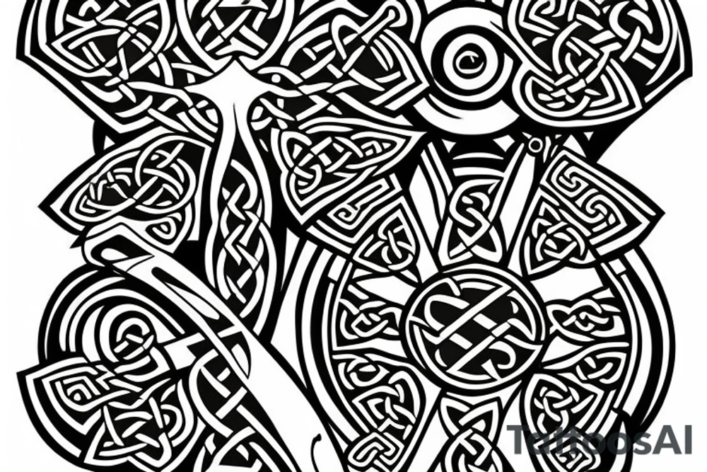 Celtic Cross with axe tattoo idea