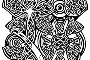 Celtic Cross with axe tattoo idea