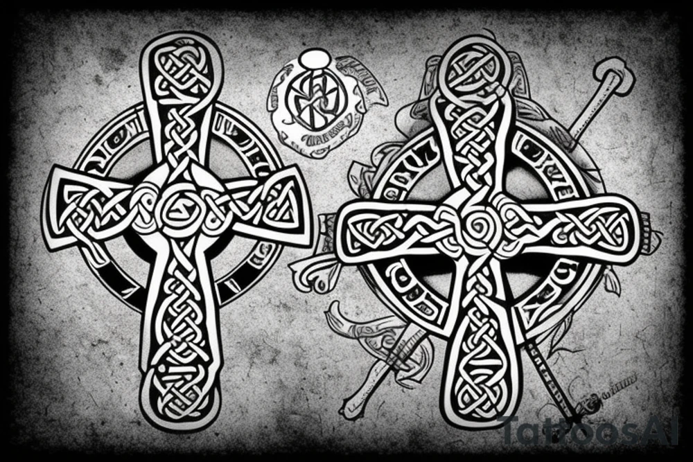 Celtic Cross with axe tattoo idea