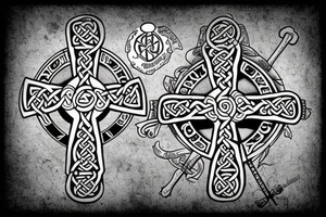 Celtic Cross with axe tattoo idea