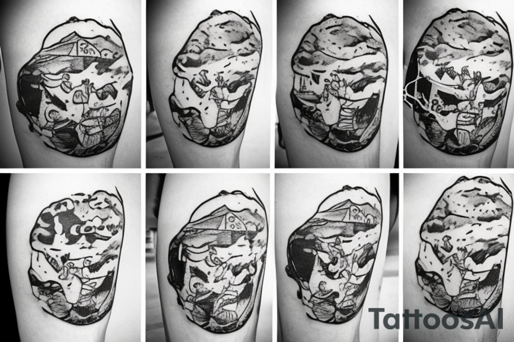 Man pushing a cookie up a hill tattoo idea
