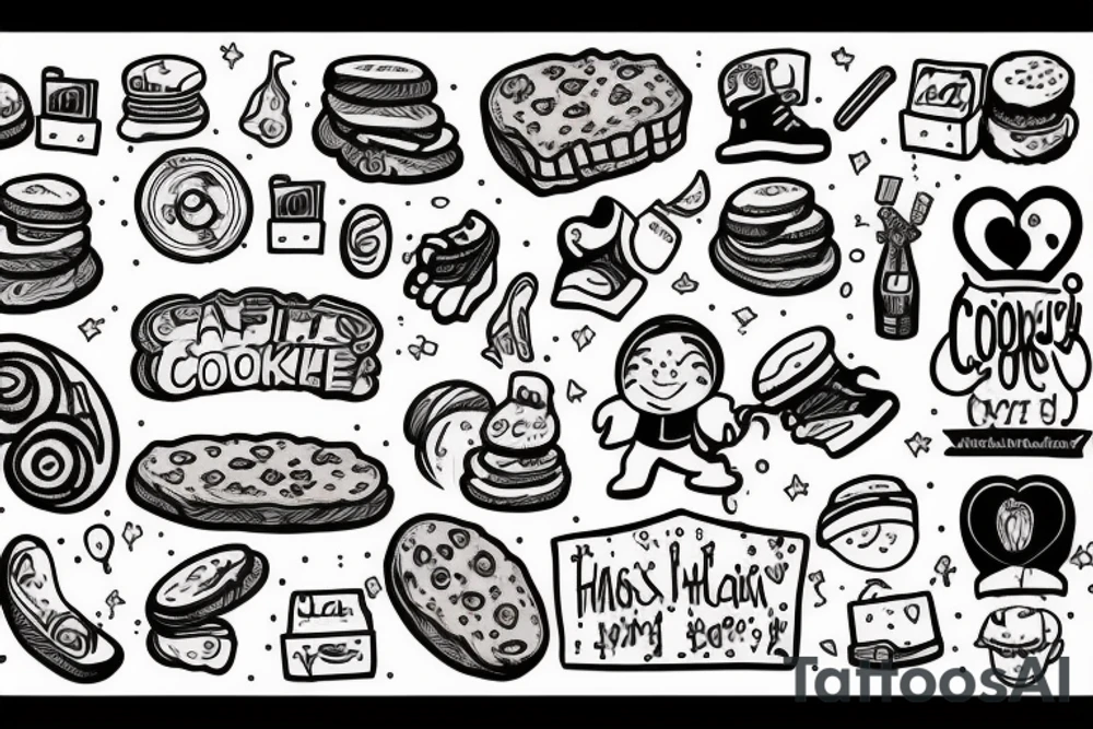 Man pushing a cookie up a hill tattoo idea