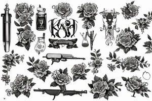 Kalaschnikov with roses tattoo idea