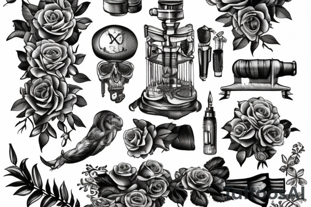 Kalaschnikov with roses tattoo idea