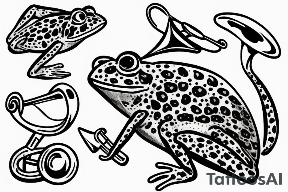 Frog with trumpet tattoo idea