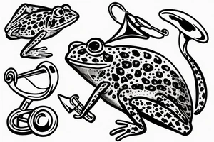 Frog with trumpet tattoo idea