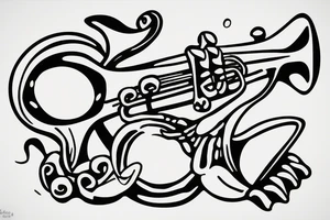 Frog playing trumpet tattoo idea