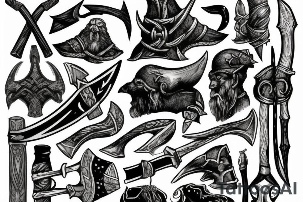 Viking with axe tattoo idea