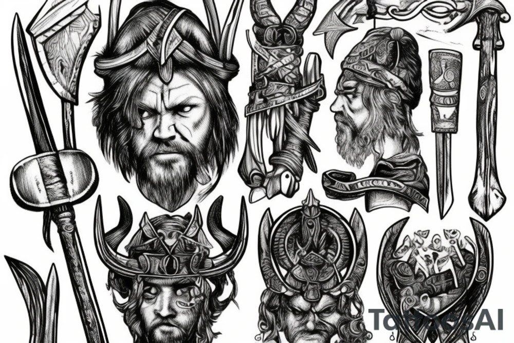 Viking with axe tattoo idea