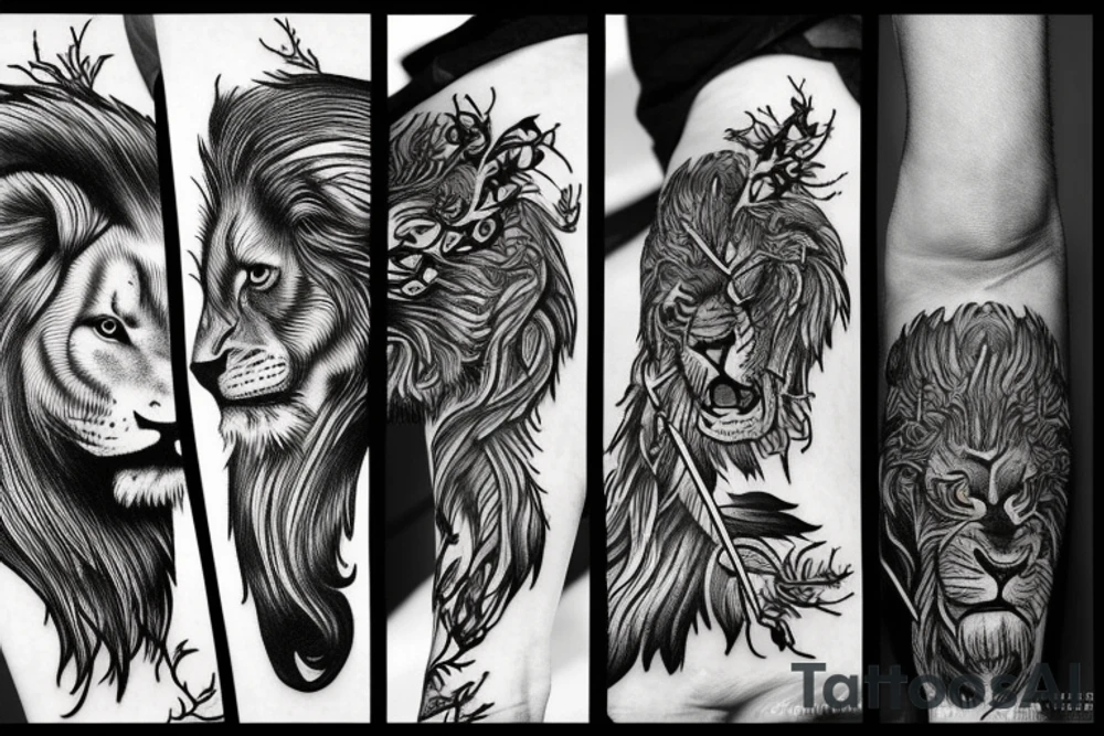 Black Lion with thorns tattoo idea