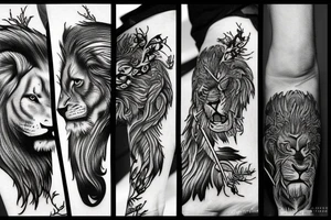 Black Lion with thorns tattoo idea