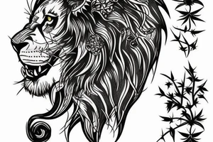 Black Lion with thorns tattoo idea