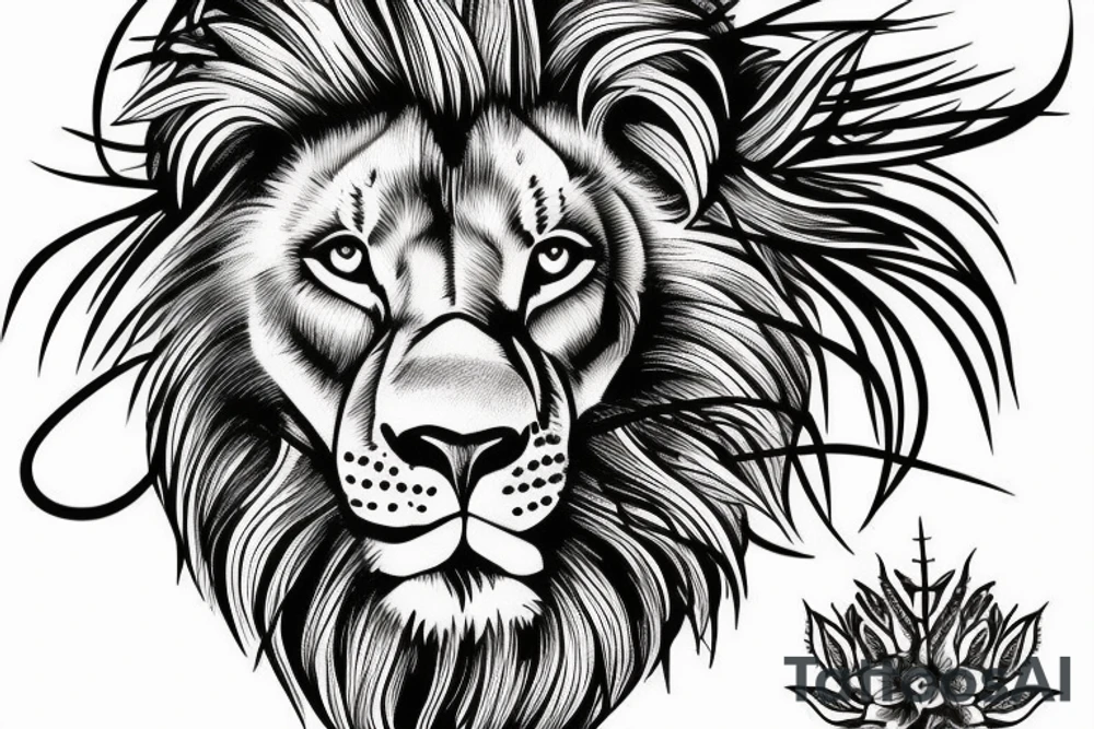 Lion with thorns tattoo idea