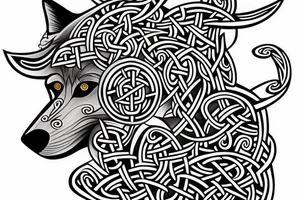 Black Wolf with Celtic Cross tattoo idea