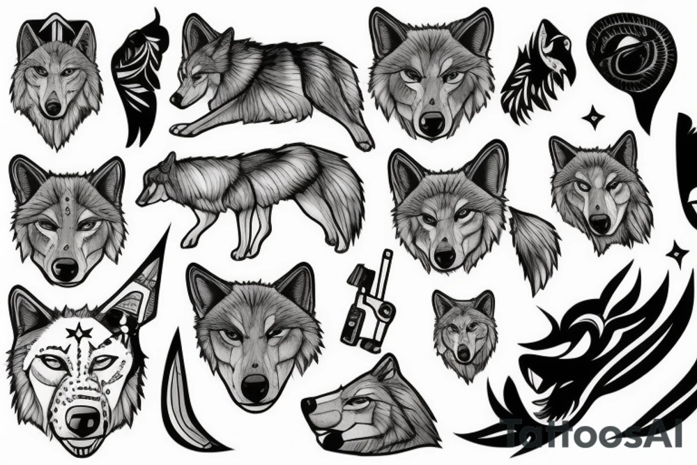 Wolf with ak 74 tattoo idea