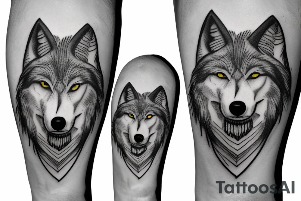 Wolf showing tooth tattoo idea