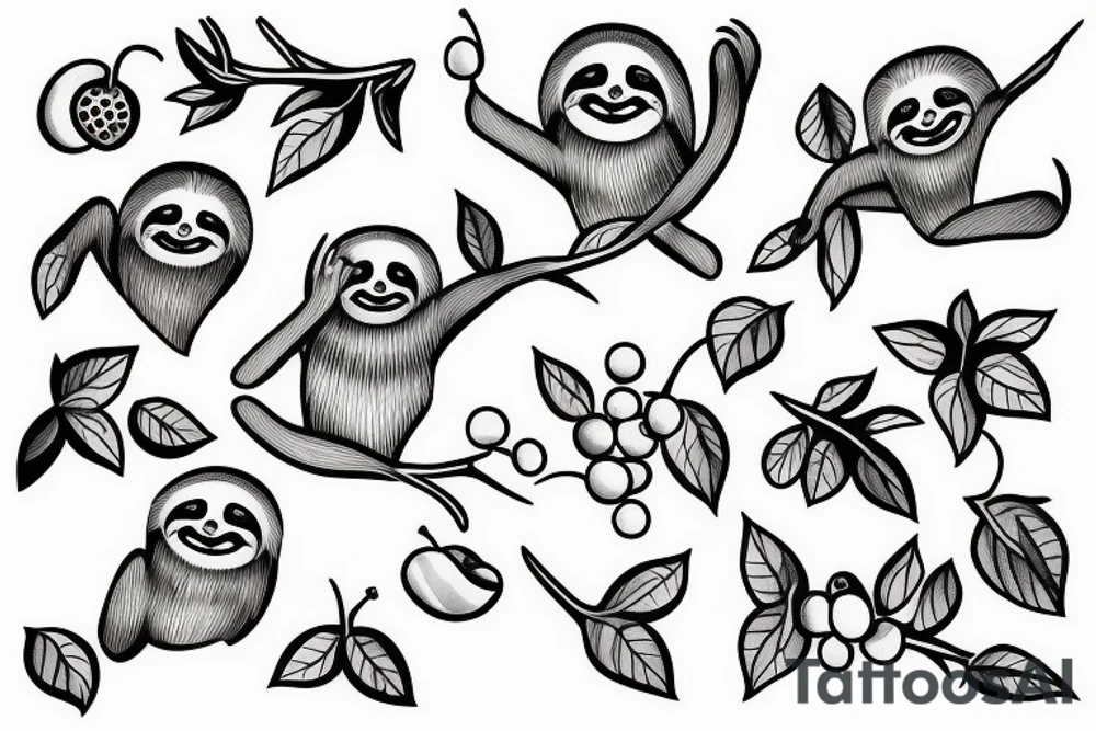 sloth and cherries tattoo idea