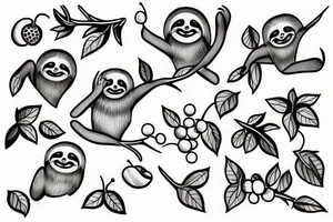 sloth and cherries tattoo idea