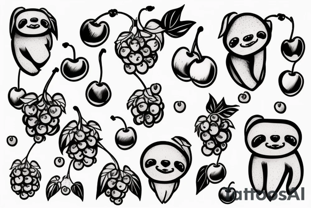 sloth and cherries tattoo idea
