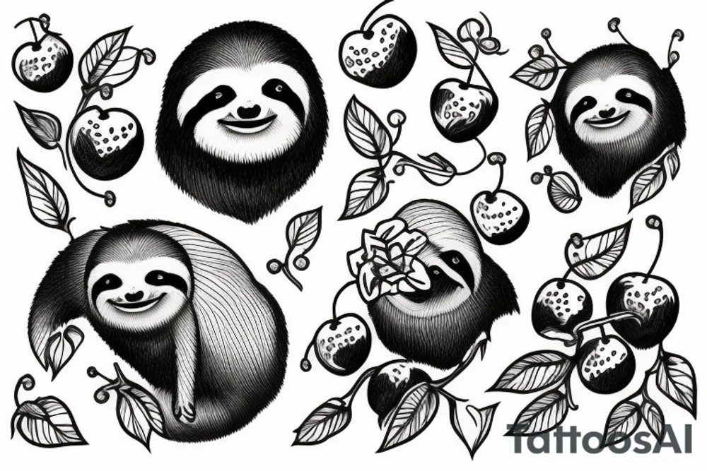 sloth and cherries tattoo idea