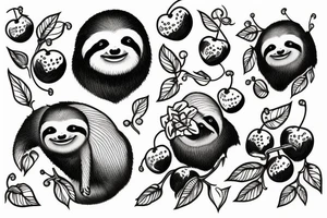 sloth and cherries tattoo idea